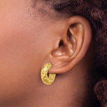 Leslie's 14K Polished and Hammered J-Hoop Post Earrings - Product Photo