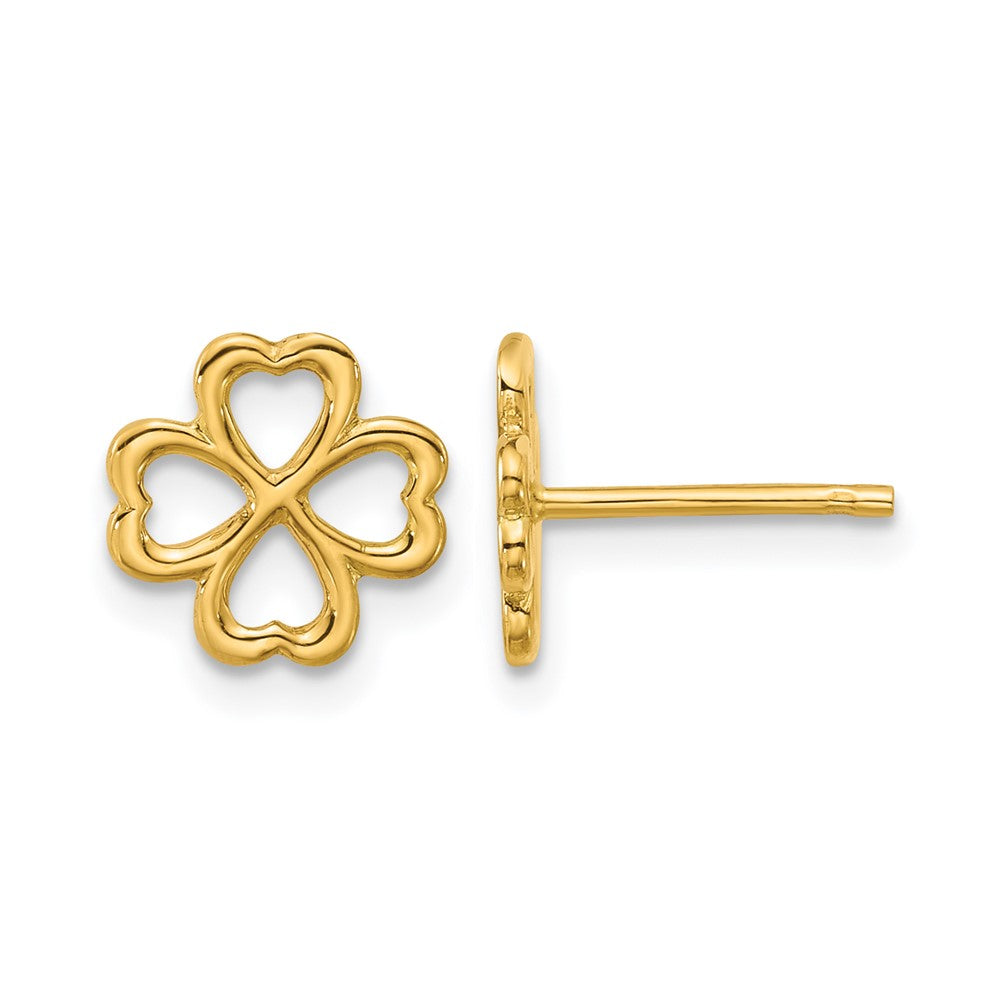 Leslie's 14K Polished 4-Leaf Clover Post Earrings - Product Photo