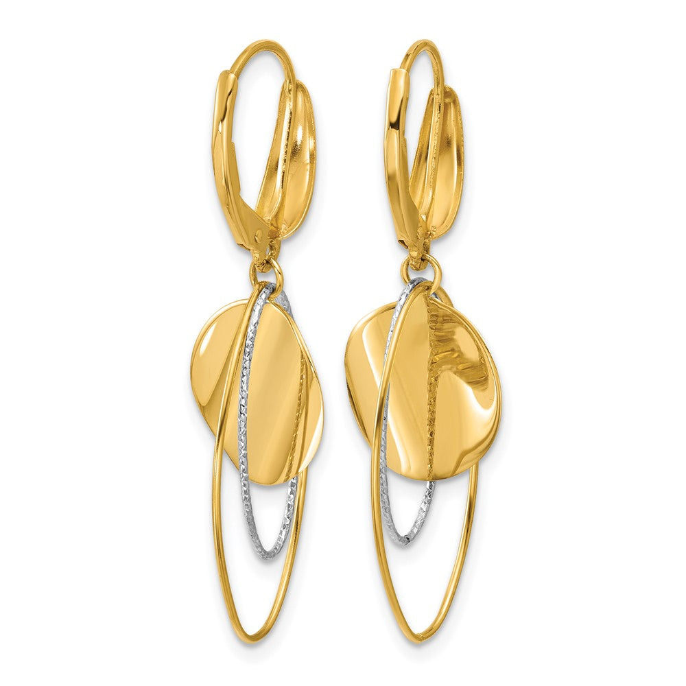 Leslie's 14K Two-tone Polished / Dia-cut Dangle Leverback Earrings - Product Photo