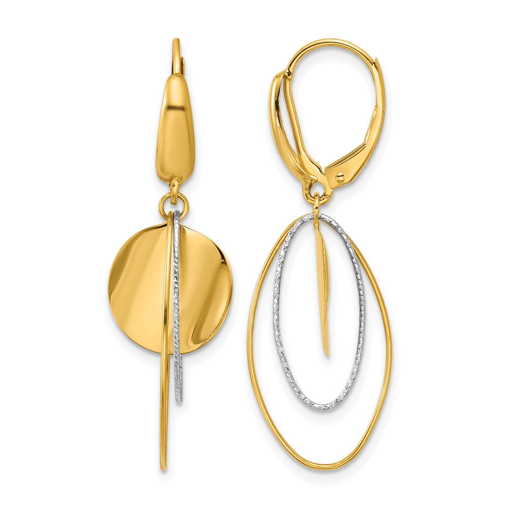 Leslie's 14K Two-tone Polished / Dia-cut Dangle Leverback Earrings - Product Photo
