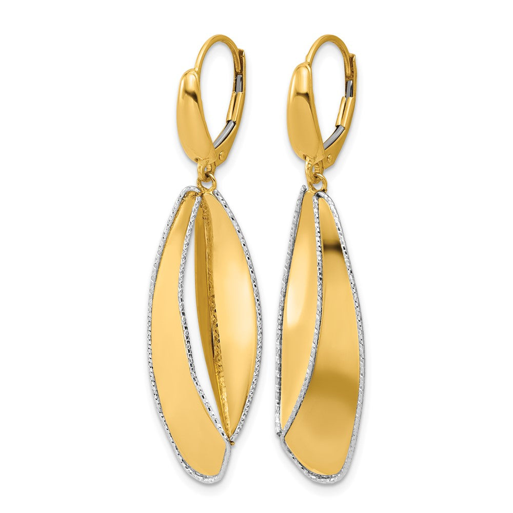 Leslie's 14K Two-tone Polished / Dia-cut Dangle Leverback Earrings - Product Photo