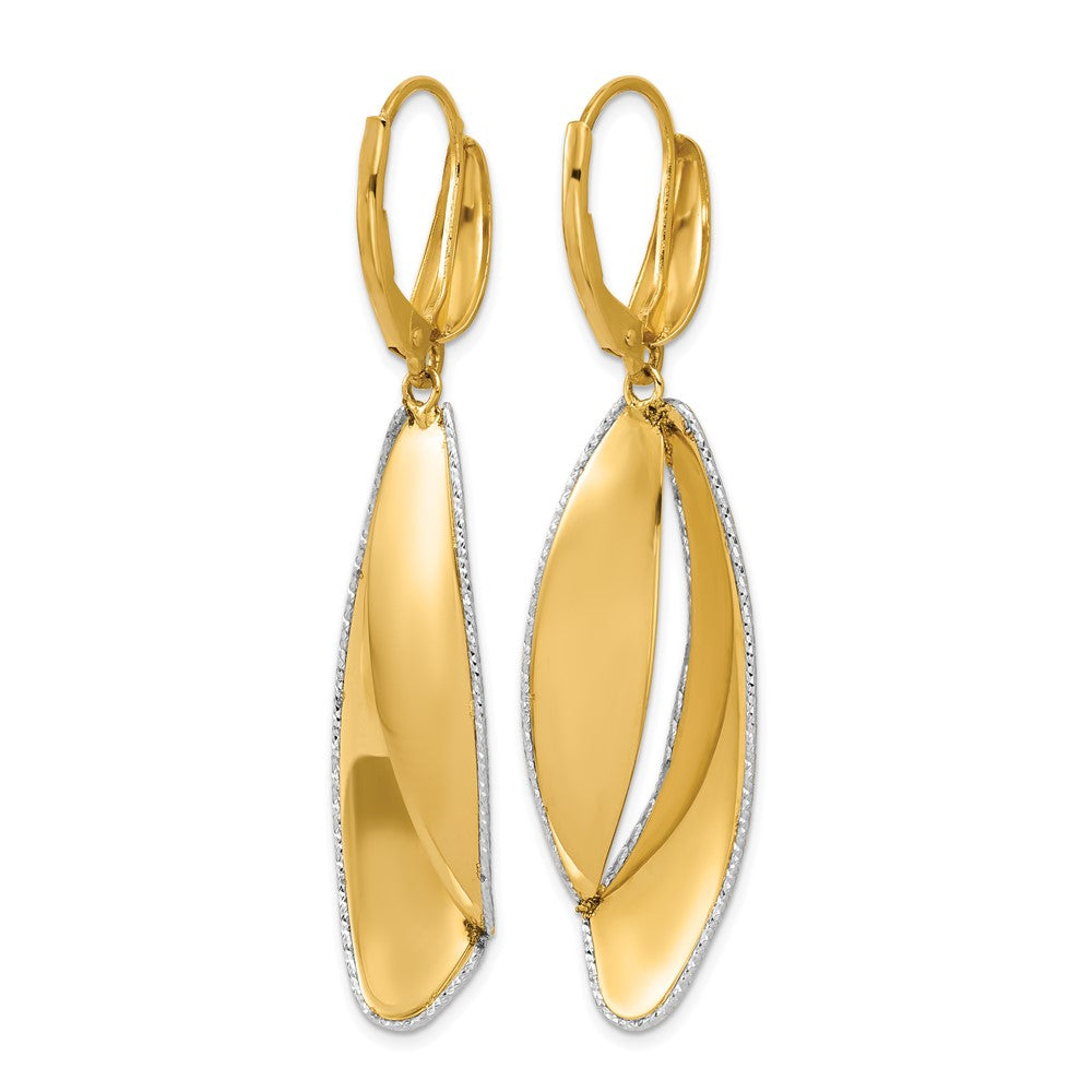 Leslie's 14K Two-tone Polished / Dia-cut Dangle Leverback Earrings - Product Photo