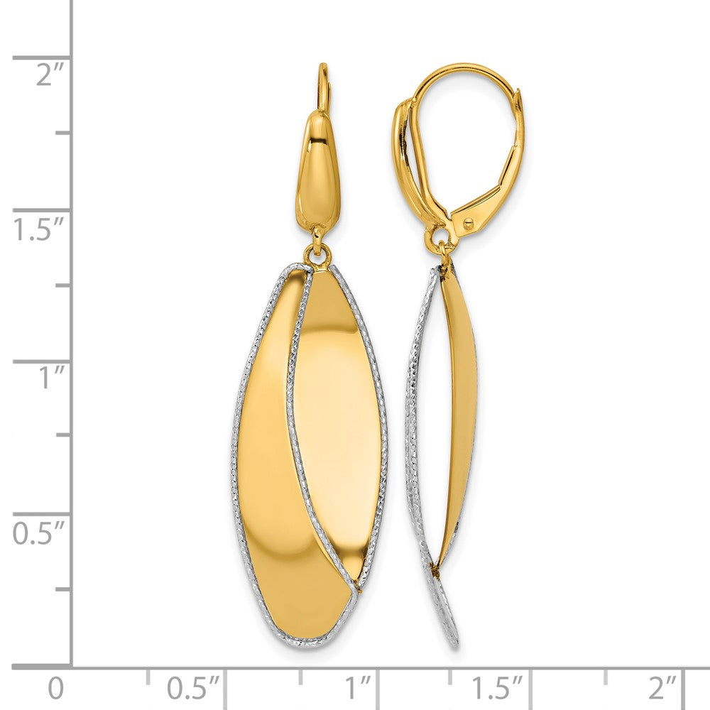 Leslie's 14K Two-tone Polished / Dia-cut Dangle Leverback Earrings - Product Photo