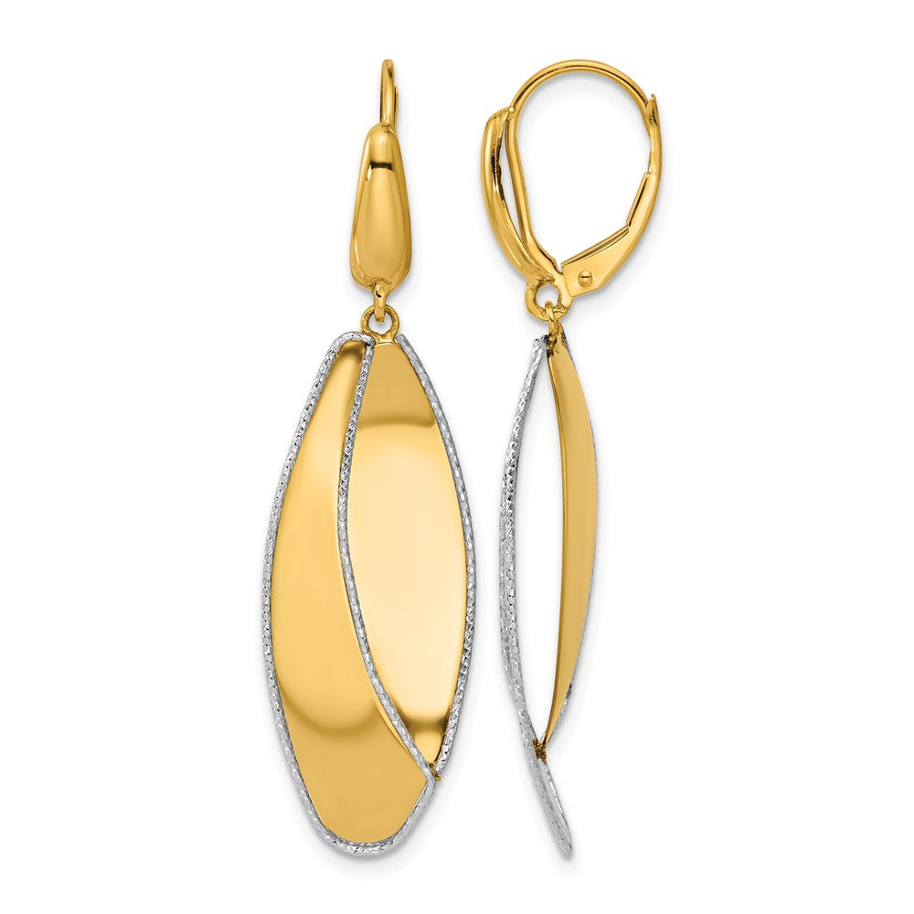 Leslie's 14K Two-tone Polished / Dia-cut Dangle Leverback Earrings - Product Photo