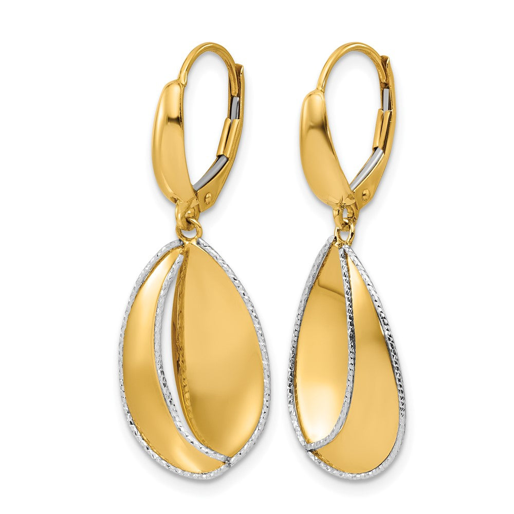 Leslie's 14K Two-tone Polished / Dia-cut Dangle Leverback Earrings - Product Photo