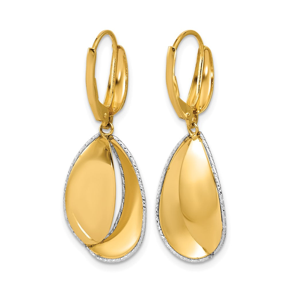 Leslie's 14K Two-tone Polished / Dia-cut Dangle Leverback Earrings - Product Photo