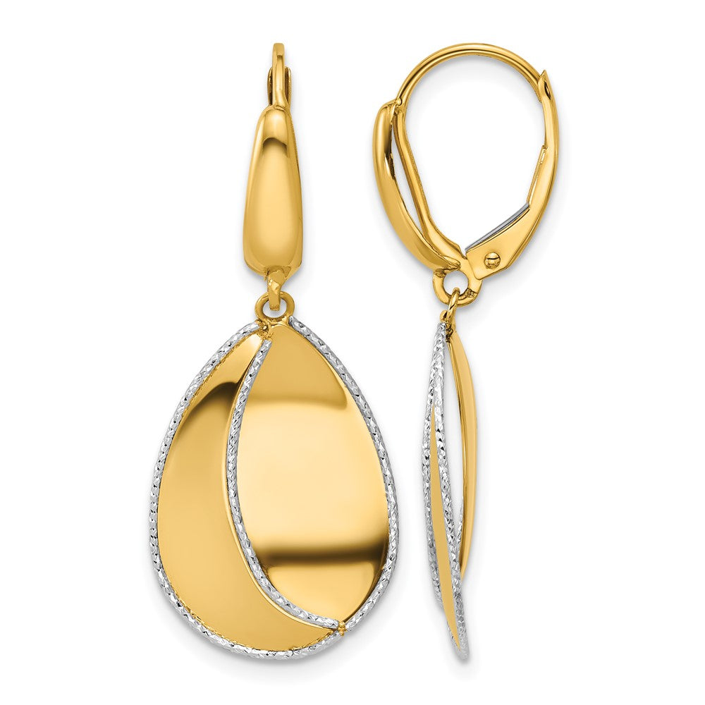 Leslie's 14K Two-tone Polished / Dia-cut Dangle Leverback Earrings - Product Photo