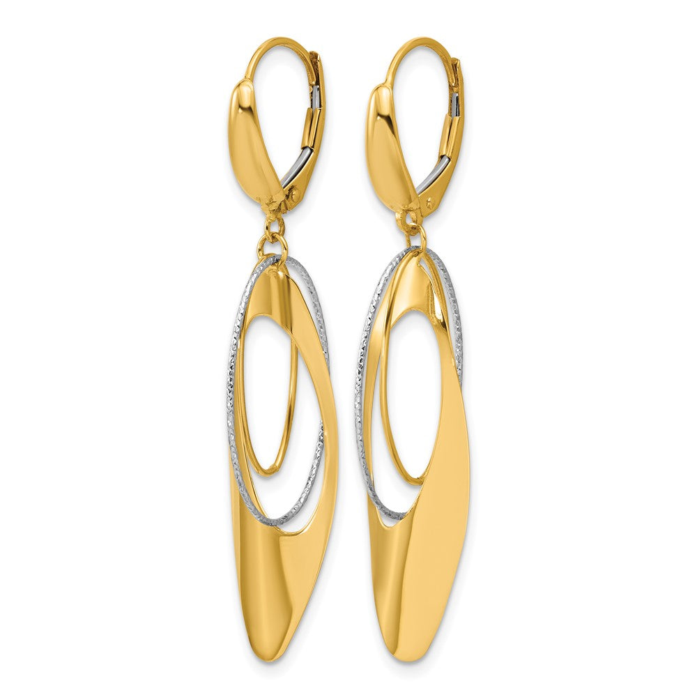Leslie's 14K Two-tone Polished / Dia-cut Dangle Leverback Earrings - Product Photo