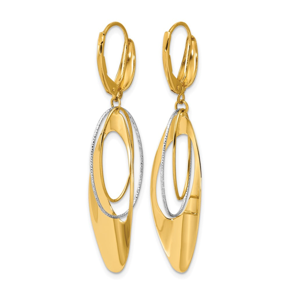 Leslie's 14K Two-tone Polished / Dia-cut Dangle Leverback Earrings - Product Photo