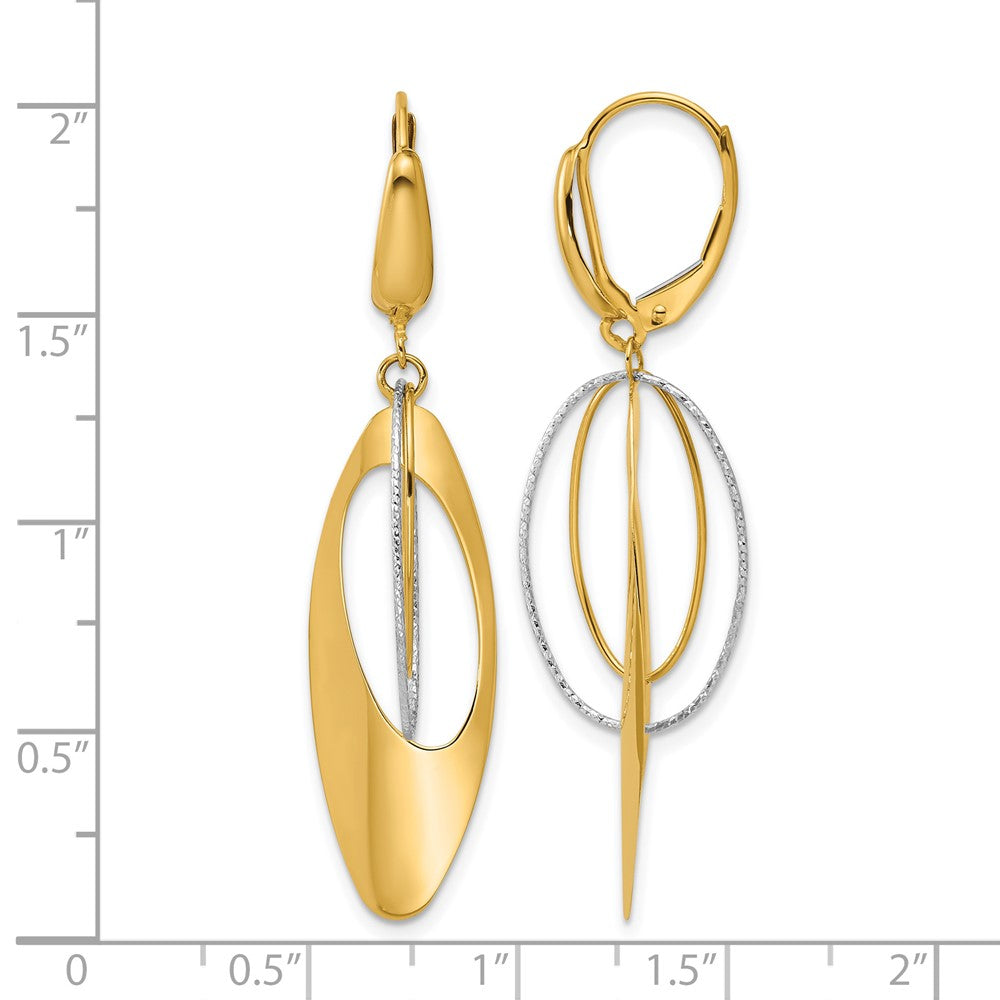 Leslie's 14K Two-tone Polished / Dia-cut Dangle Leverback Earrings - Product Photo