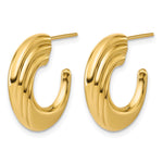 Leslie's 14K Polished and Grooved J-Hoop Post Earrings - Product Photo