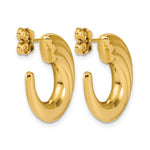 Leslie's 14K Polished and Grooved J-Hoop Post Earrings - Product Photo