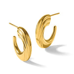 Leslie's 14K Polished and Grooved J-Hoop Post Earrings - Product Photo
