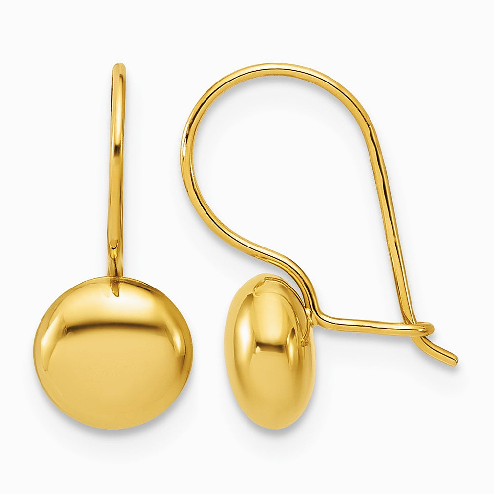 14K Yellow Gold Polished Drop Button Earrings