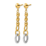 Leslie's 14K w/Wht RH Polished Fancy Oval Link Post Dangle Earrings - Product Photo