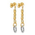 Leslie's 14K w/Wht RH Polished Fancy Oval Link Post Dangle Earrings - Product Photo
