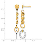 Leslie's 14K w/Wht RH Polished Fancy Oval Link Post Dangle Earrings - Product Photo