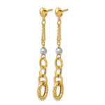 Leslie's 14K w/Wht RH Polish/Dia-cut/Twisted Post Dangle Earrings - Product Photo