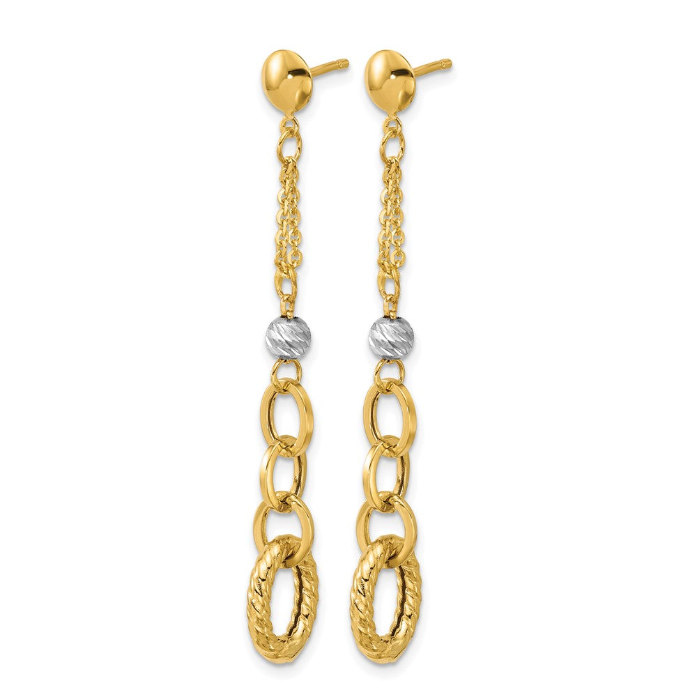 Leslie's 14K w/Wht RH Polish/Dia-cut/Twisted Post Dangle Earrings - Product Photo