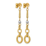 Leslie's 14K w/Wht RH Polish/Dia-cut/Twisted Post Dangle Earrings - Product Photo