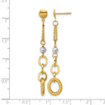 Leslie's 14K w/Wht RH Polish/Dia-cut/Twisted Post Dangle Earrings - Product Photo