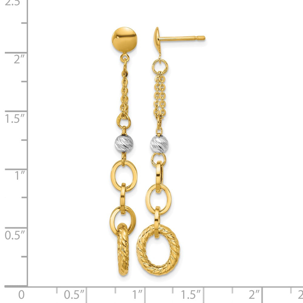 Leslie's 14K w/Wht RH Polish/Dia-cut/Twisted Post Dangle Earrings - Product Photo
