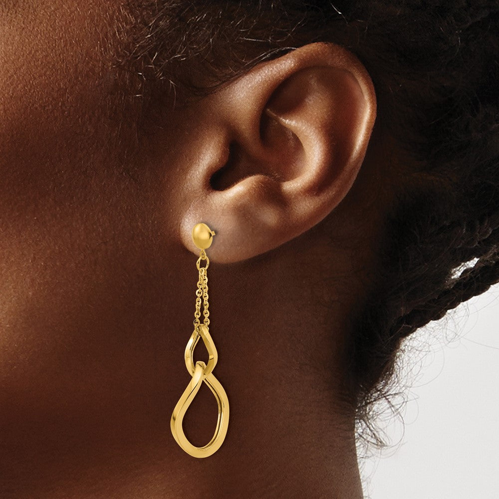 Leslie's 14K Polished Fancy Contoured Link Post Dangle Earrings - Product Photo