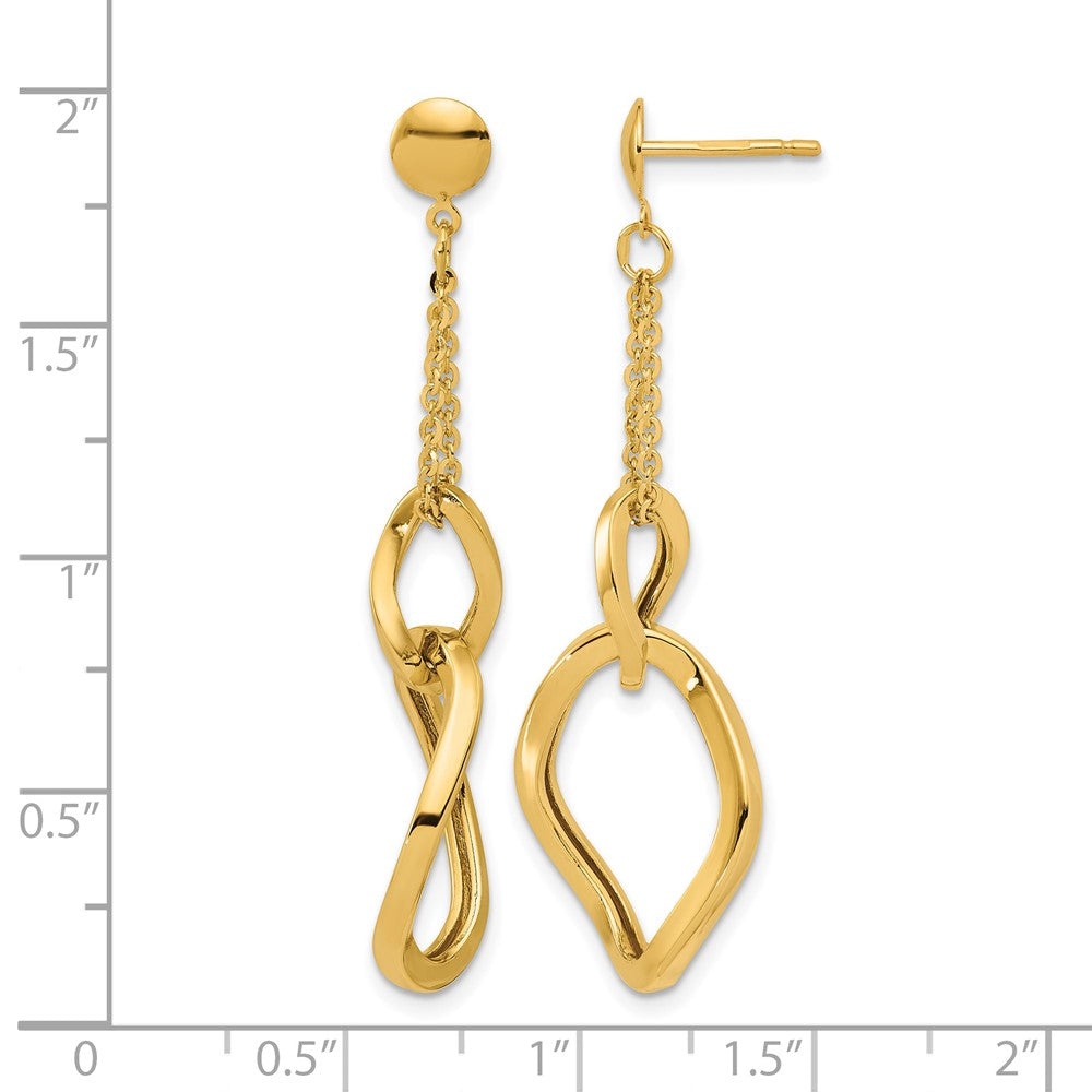 Leslie's 14K Polished Fancy Contoured Link Post Dangle Earrings - Product Photo