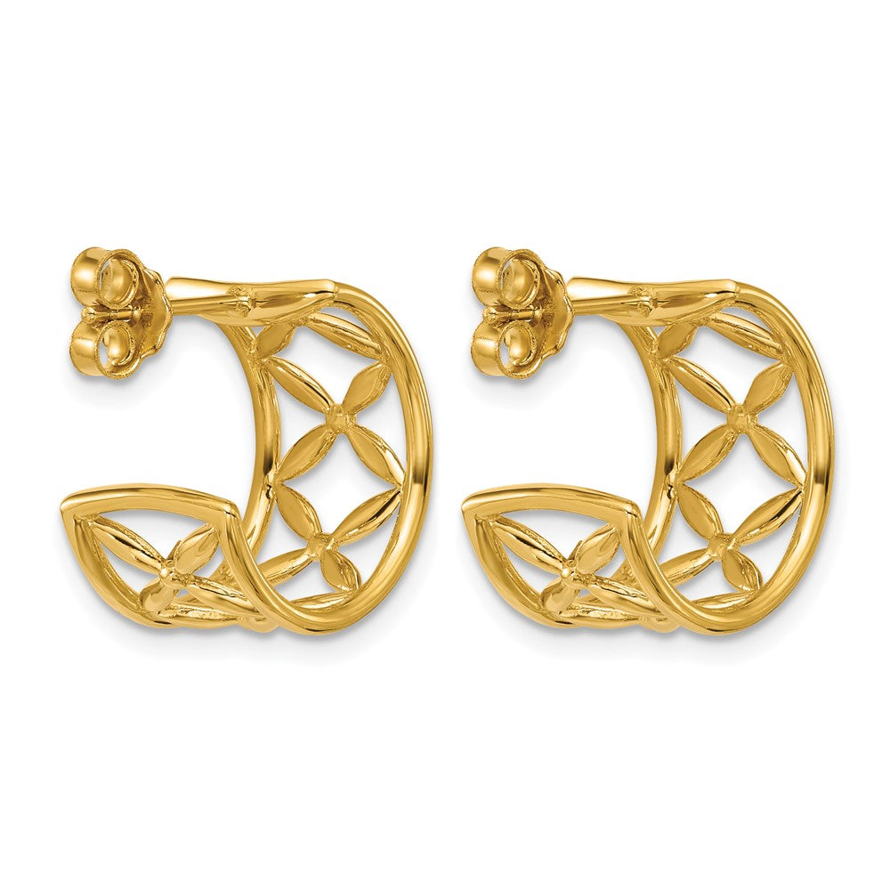 Leslie's 14K Polished Criss-cross J-Hoop Post Earrings - Product Photo