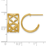 Leslie's 14K Polished Criss-cross J-Hoop Post Earrings - Product Photo