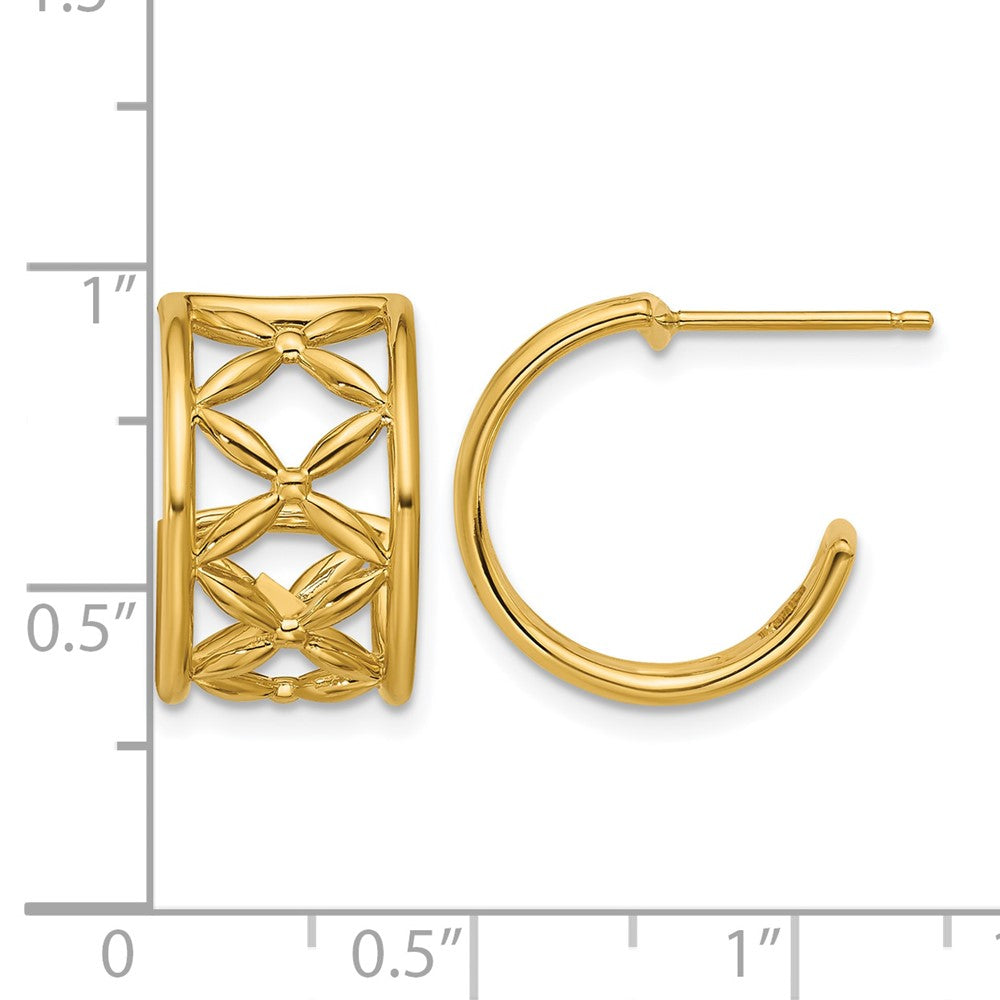 Leslie's 14K Polished Criss-cross J-Hoop Post Earrings - Product Photo