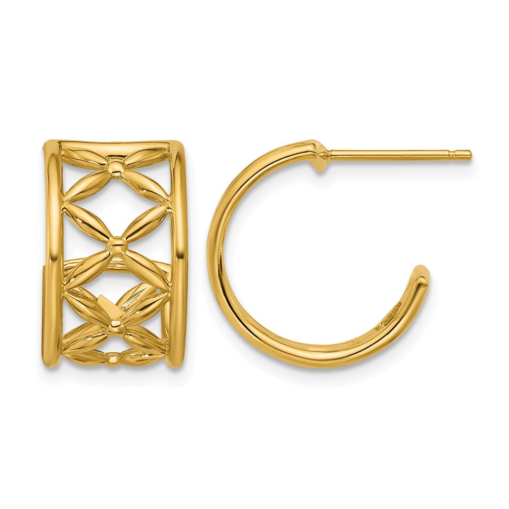 Leslie's 14K Polished Criss-cross J-Hoop Post Earrings - Product Photo