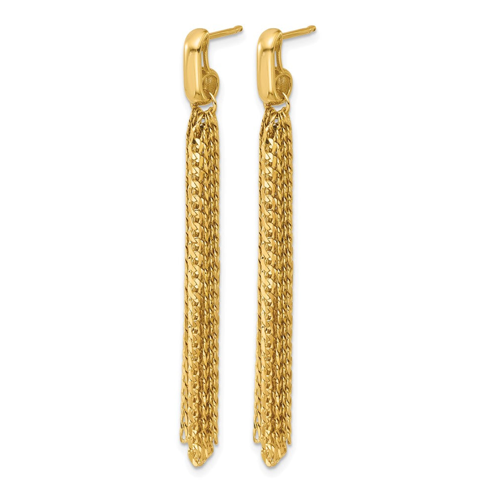 Leslie's 14K Polished Fancy Curb Link Tassel Post Dangle Earrings - Product Photo