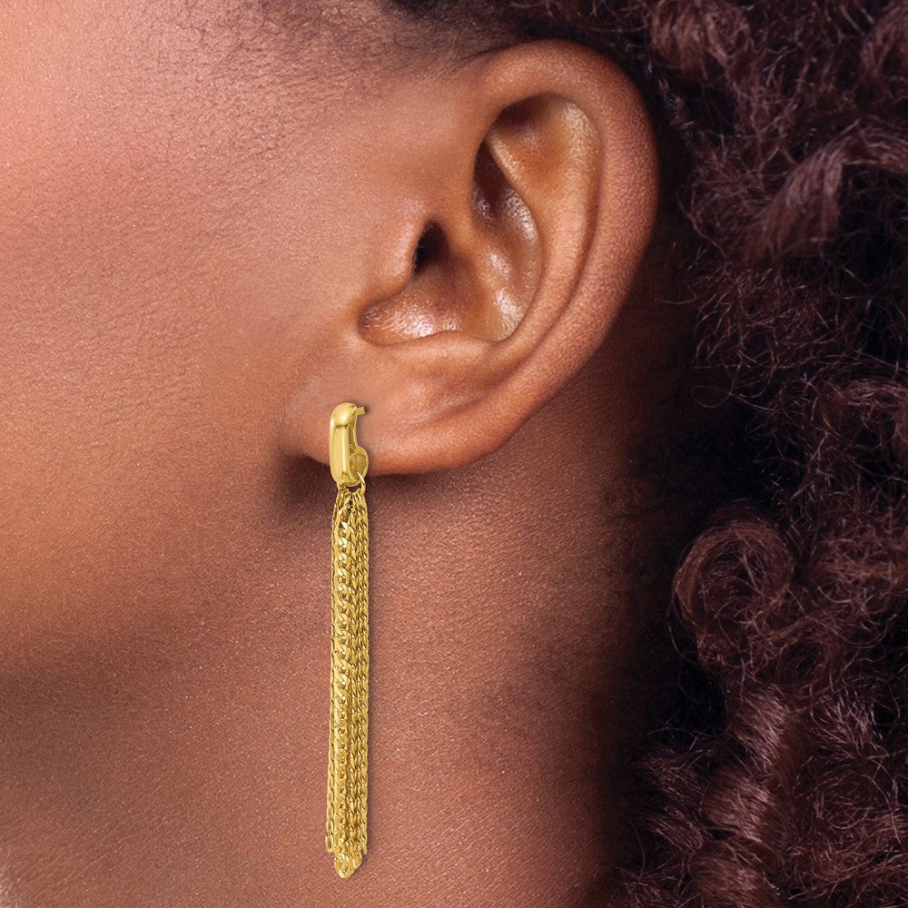 Leslie's 14K Polished Fancy Curb Link Tassel Post Dangle Earrings - Product Photo