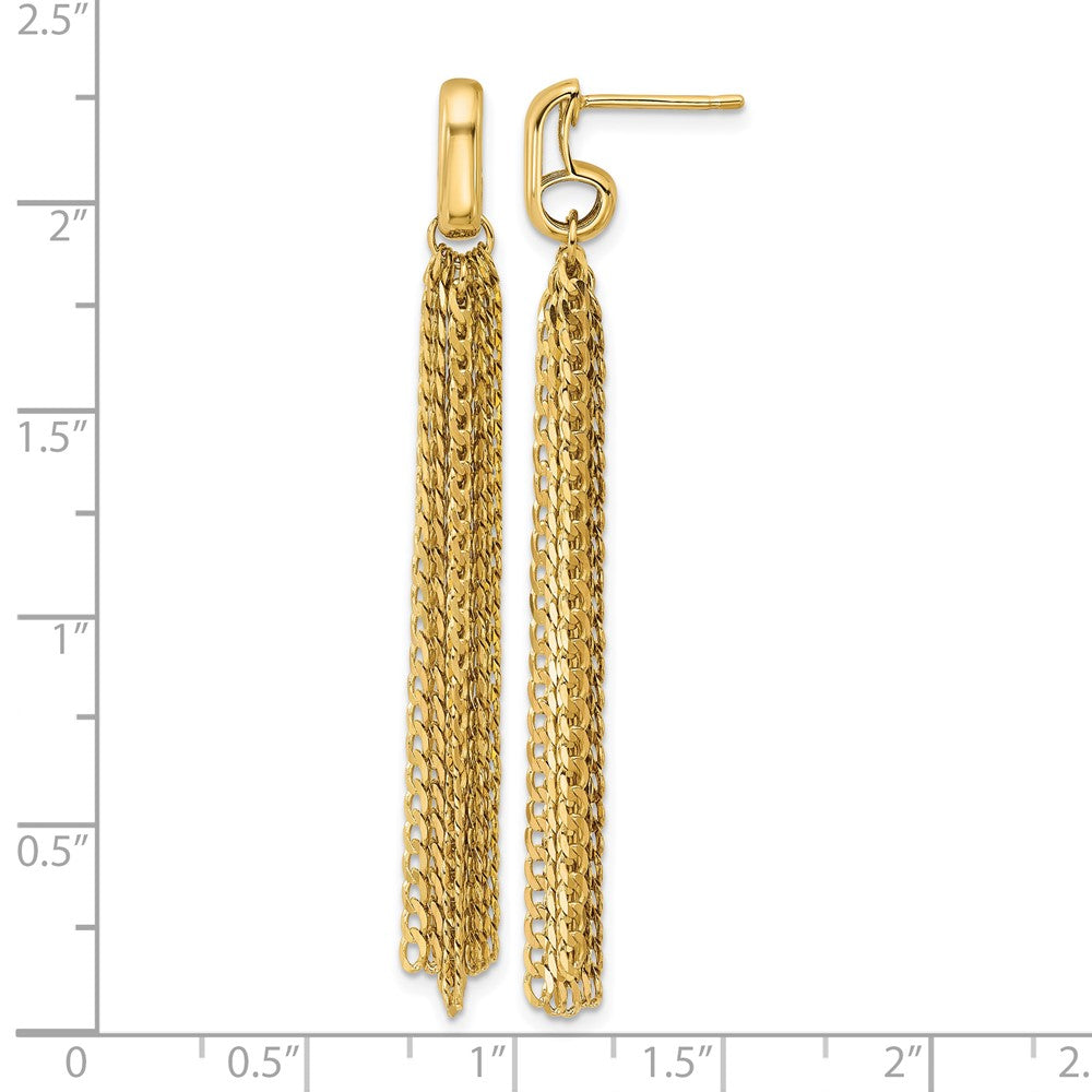 Leslie's 14K Polished Fancy Curb Link Tassel Post Dangle Earrings - Product Photo