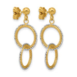 Leslie's 14KTT Polished Brushed D/C Circles Post Dangle Earrings - Product Photo