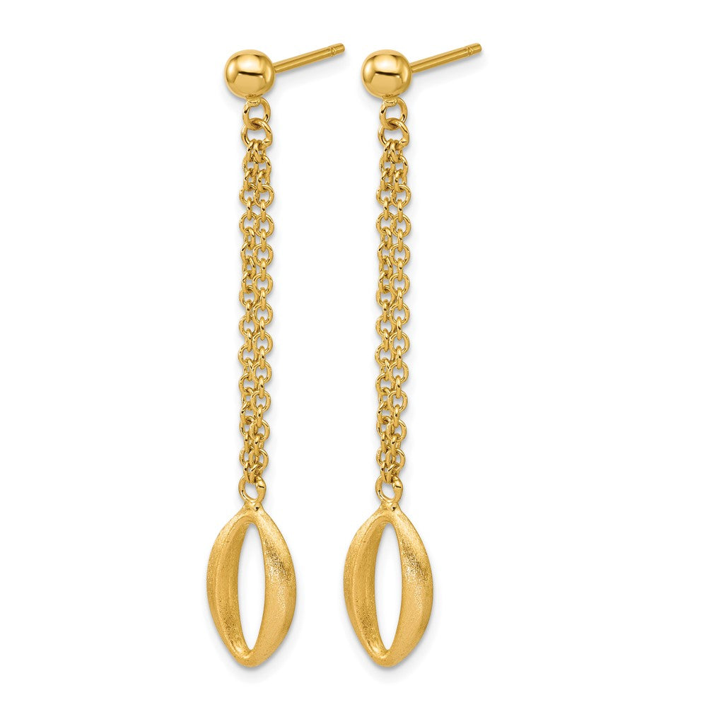 Leslie's 14K Polished and Brushed Navette Link Post Dangle Earrings - Product Photo
