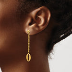 Leslie's 14K Polished and Brushed Navette Link Post Dangle Earrings - Product Photo