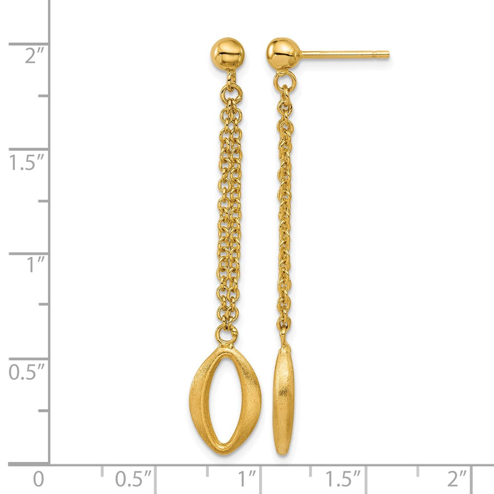 Leslie's 14K Polished and Brushed Navette Link Post Dangle Earrings - Product Photo