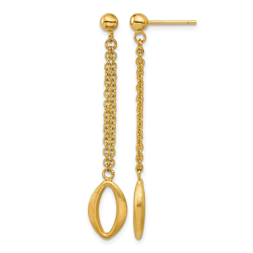Leslie's 14K Polished and Brushed Navette Link Post Dangle Earrings - Product Photo