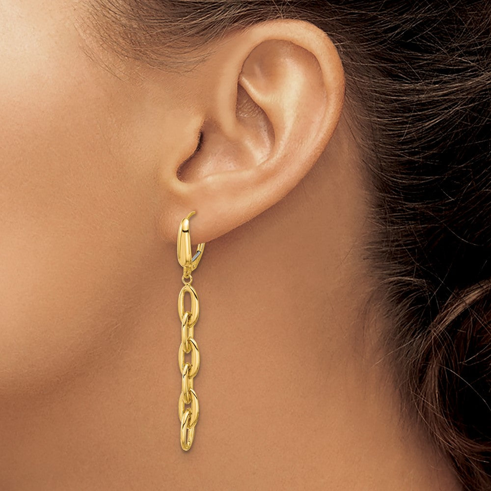 Leslie's 14K Polished Fancy Oval Link Leverback Dangle Earrings - Product Photo