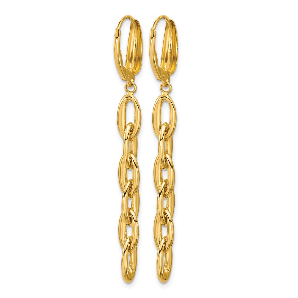 Leslie's 14K Polished Fancy Oval Link Leverback Dangle Earrings - Product Photo