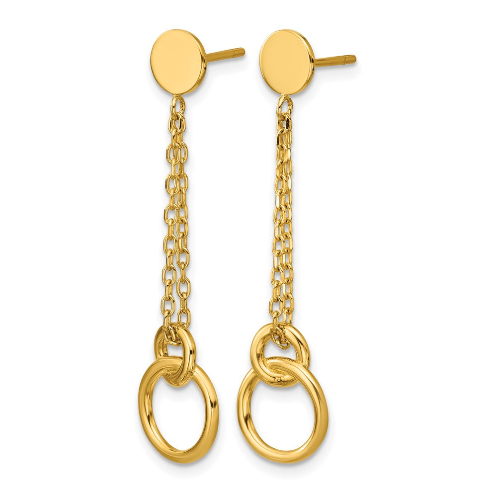 Leslie's 14K Polished 2-Strand Double Circle Post Dangle Earrings - Product Photo