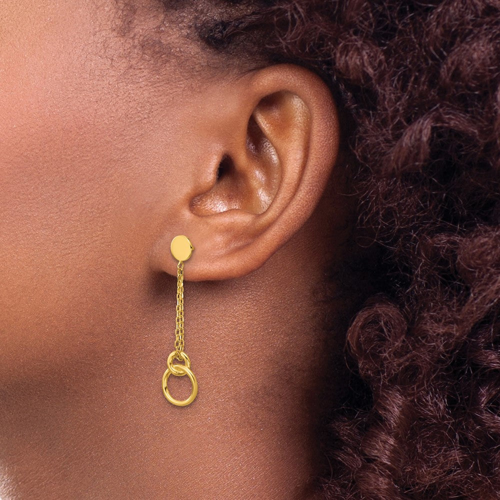 Leslie's 14K Polished 2-Strand Double Circle Post Dangle Earrings - Product Photo