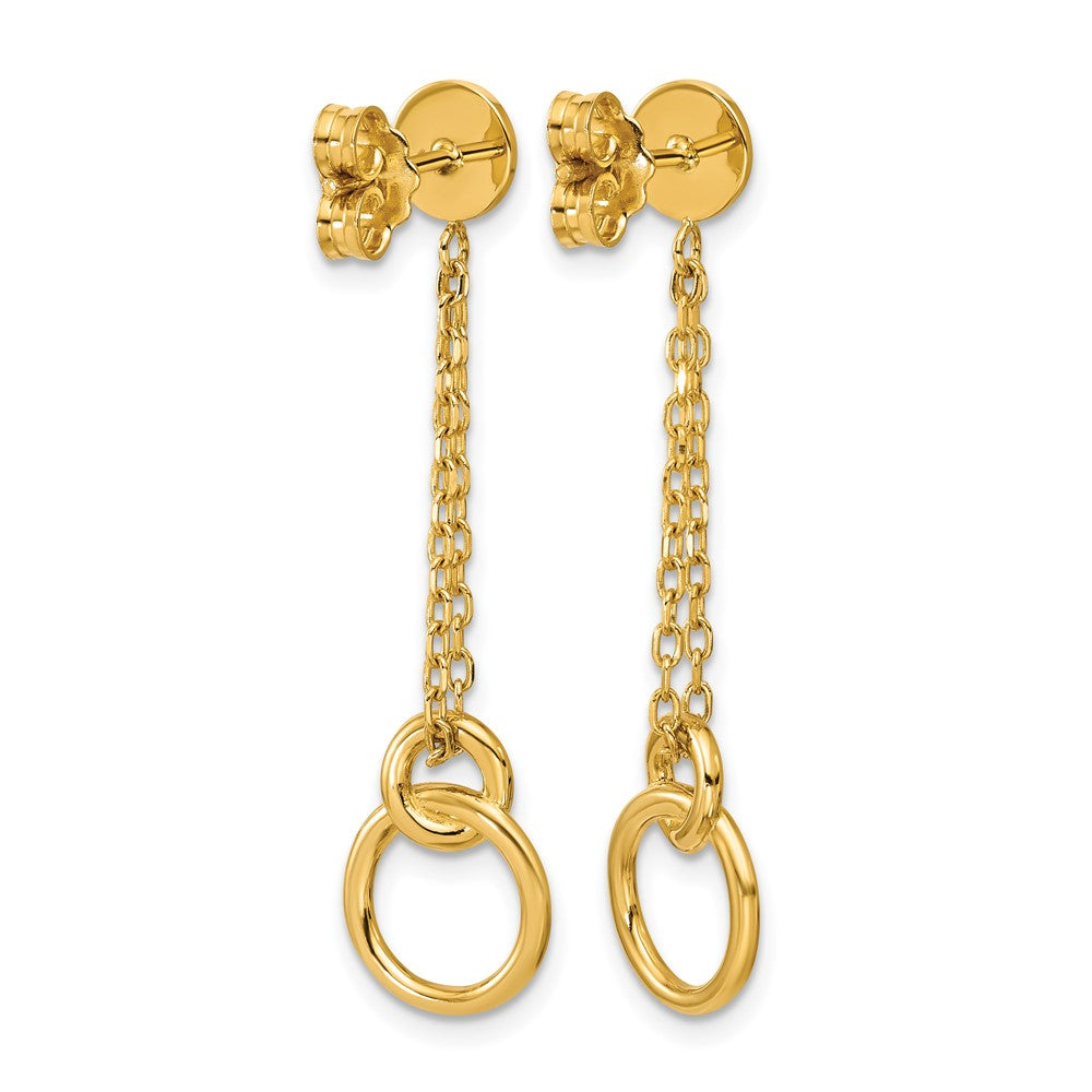 Leslie's 14K Polished 2-Strand Double Circle Post Dangle Earrings - Product Photo