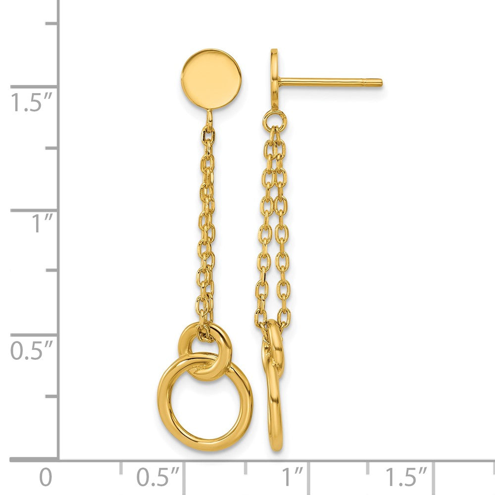 Leslie's 14K Polished 2-Strand Double Circle Post Dangle Earrings - Product Photo