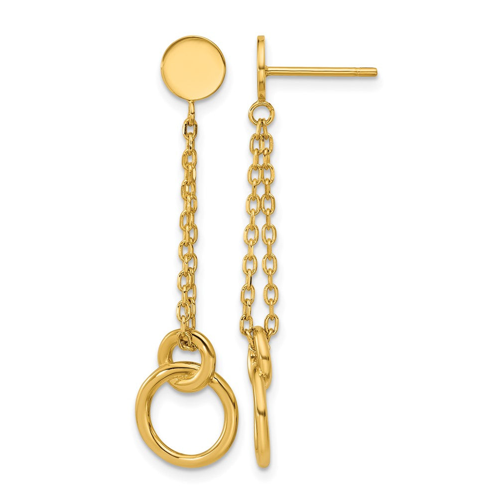 Leslie's 14K Polished 2-Strand Double Circle Post Dangle Earrings - Product Photo