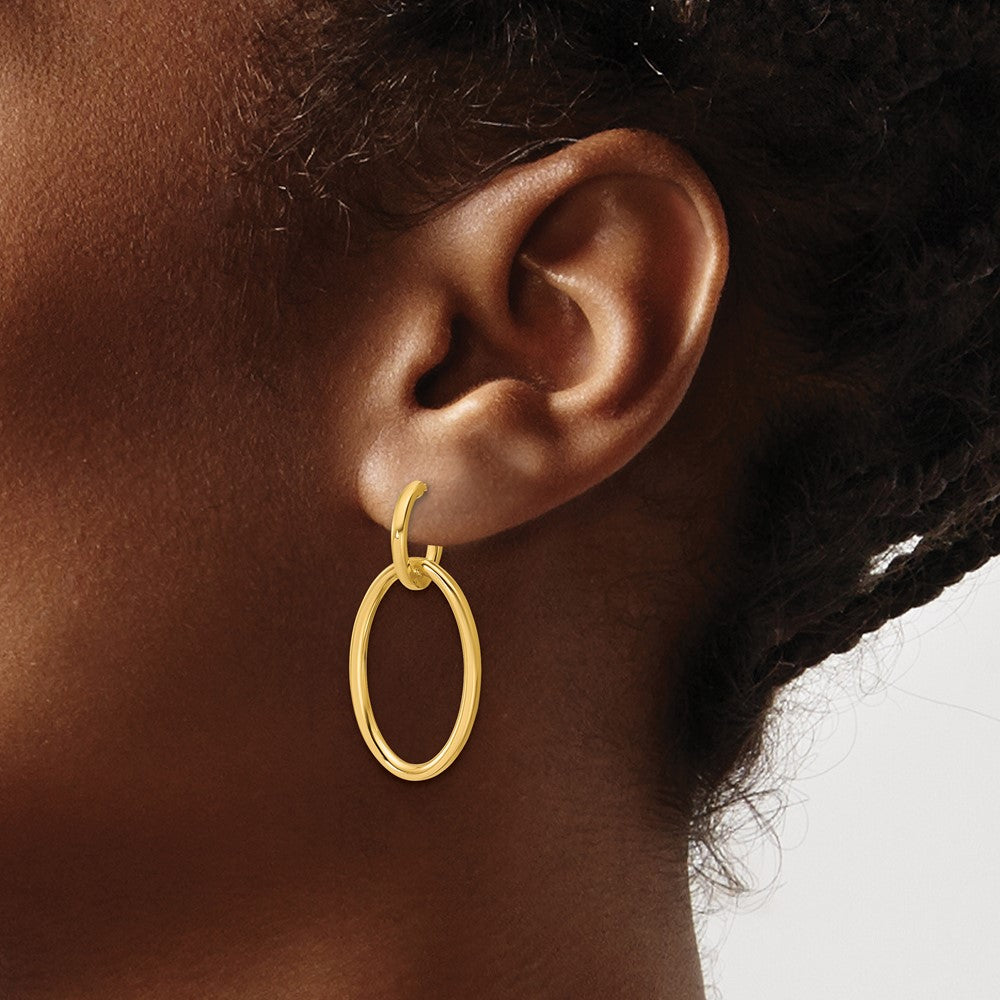 Leslie's 14K Polished Fancy Oval Link Post Dangle Earrings - Product Photo