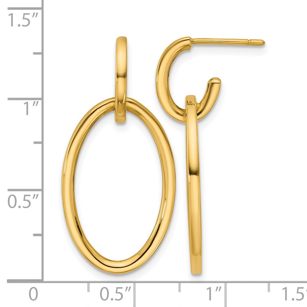 Leslie's 14K Polished Fancy Oval Link Post Dangle Earrings - Product Photo