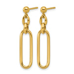 Leslie's 14K Polished Fancy Elongated Oval Link Post Dangle Earrings - Product Photo